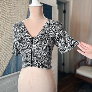 Urban Romantics Black Animal Print Clasp Up Blouse
